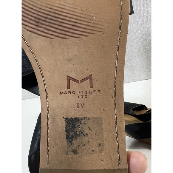 Marc Fisher Black Leather Strappy Sandals Sz. 8 - Picture 4 of 5